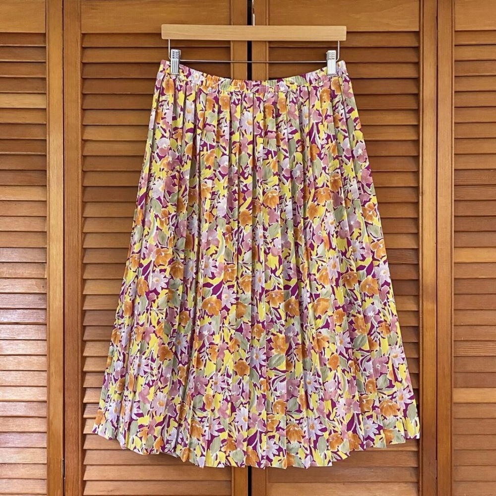Vintage Leslie Fay Midi Skirt Size 16 Medium, Large, XL+ Pleated Floral Coquette